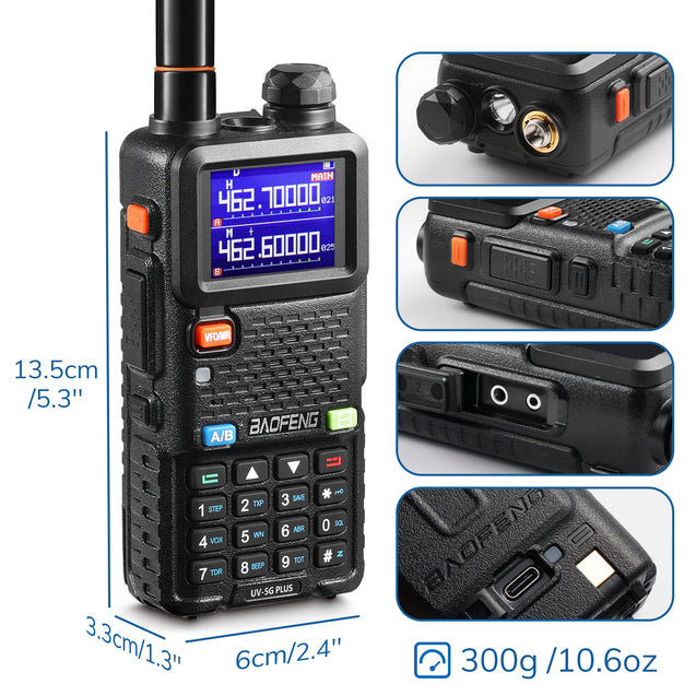 Baofeng UV-5G Plus size & weight 