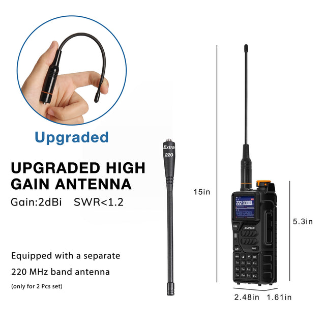 K5 PLUS updated antenna and extra 220 MHz antenna 