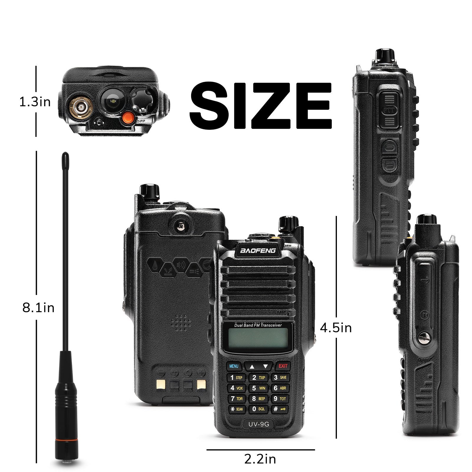 Baofeng UV-5R 8W Radio Dual Band Two Way Radio Long Range Walkie Talkies  with Extra Battery Programming Cable Headsets(Black-8W 2Pack Full Kits)